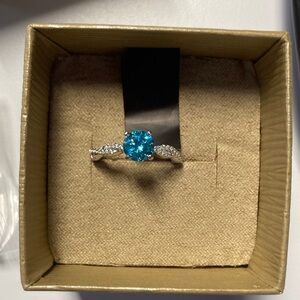 NWT size 7 JTV sterling silver blue gem ring